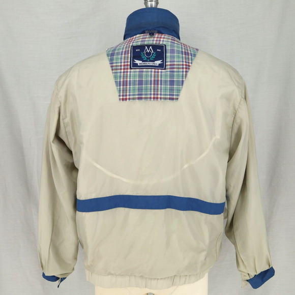 Members Only Jacket Mens Large Beige Full Zip Lightweight Pockets Lined Vintage - Picture 15 of 16